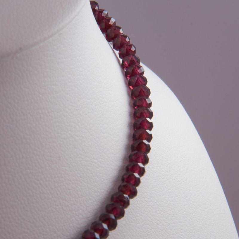 Preview: Damenkette Granat rot facettiert Rondell